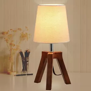 Dreamholder Wood Bedside Table Lamp, Tripod Desk Lamp with On-Off Switch, Nig... - Picture 1 of 7
