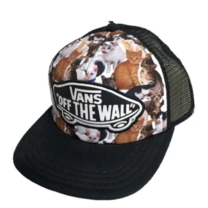 VANS OFF THE WALL ASPCA GATO PLAYA NIÑA MALLA SNAPBACK CAMIONEROS GORRA NEGRA SOMBRERO ¡NUEVO! - Imagen 1 de 5