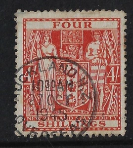 NZ 1931 4 shillings red fiscal, SC F148. Postally used. CV $16.25 (a5759 - Picture 1 of 2