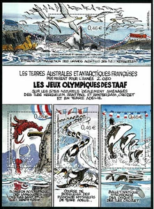 FSAT / TAAF - "BIRDS ~ FISH ~ OLYMPIC GAMES FOR ANTARCTIC ANIMALS" MS 2002 - Picture 1 of 2