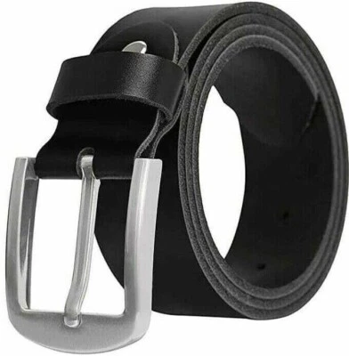 Herren Damen Gürtel Jeans Leder Hosen Anzug Rund Eckig Schnalle 4 cm Breit NEU