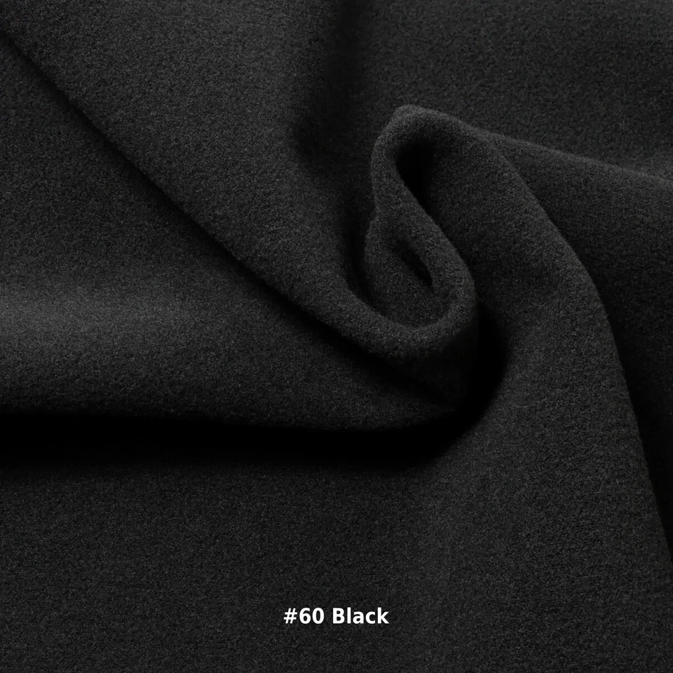 Vintage Molton Wool Fabric Black 60"W Premium Quality Apparel 5 Yards - Image 1 of 1