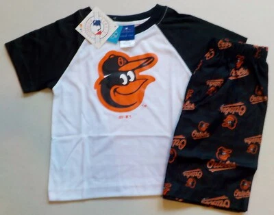 BALTIMORE ORIOLES MLB TEAM APPAREL BOYS PAJAMAS SET T SHIRT SHORTS S M L NIP - Image 1 of 3
