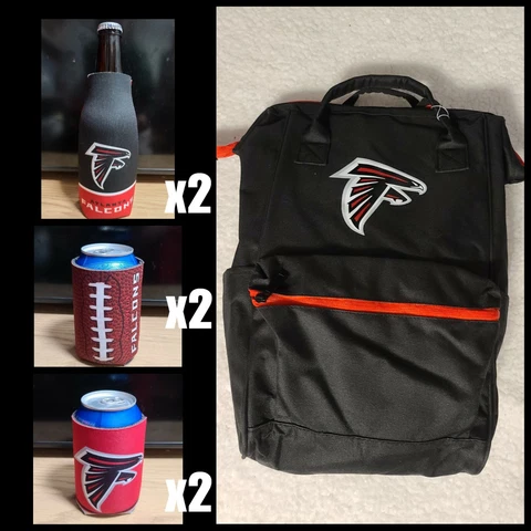 Atlanta Falcons Bundle Deal - 1-Backpack, 2-Bottle Coolers & 4 Can Koozies Cover