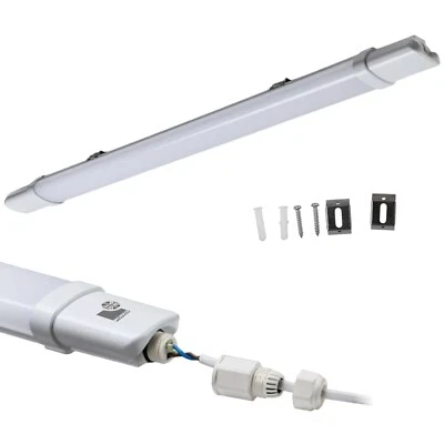 Weatherproof LED Light IP65 Tube Batten Light 4ft, 5ft Garage Ceiling Shed 4000k - Image 1 of 4