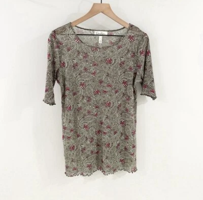 Jessica Simpson Maternity Short Sleeve Sheer Top Green Floral Size Large - Image 1 of 4