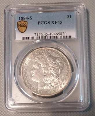 Gold Shield 1884 S PCGS XF45 Morgan Silver Dollar Rare Key Date Coin XF-45 - Image 1 of 4