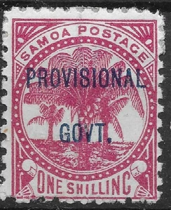 1899 SAMOA SC#37 OVPER PROVISIONAL GAVT. PALMS MNG VF - Picture 1 of 2