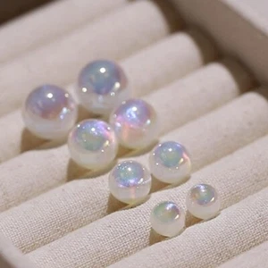 Round Ball Pearl Stud Earrings Rainbow Candy Colorful for women girl 6-14mm - Picture 1 of 13