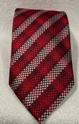 Corbata de cuello marca Q Designer hecha en Italia roja blanca a rayas nueva sin etiquetas    Foto 1 de 3