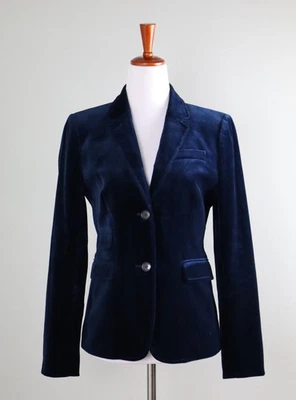 Chaqueta Blazer Top J.CREW $178 Azul Sólido Clásico Escolar en Terciopelo Talla 4 Foto 1 de 4