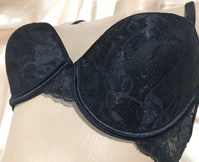 Sujetador de encaje acolchado de encaje negro Vanity Fair 34C de colección Foto 1 de 4