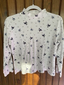 Croft & Barrow Damenshirt mit Stehkragen Größe Medium Schneemann Urlaub Weihnachten  - Bild 1 von 5