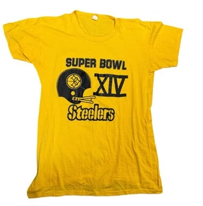 Pittsburgh Steelers Super Bowl XIV 1980 VINTAGE T-shirt Small Terry Bradshaw - Picture 1 of 7
