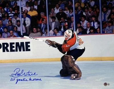 Ron Hextall Signed 16x20 Philadelphia Flyers Goal Photo 1st Goalie To Score BAS - Image 1 of 2