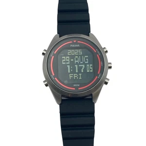 Pulsar Herren Digital Multifunktionsuhr 48mm neue Batterie 100m WR Tag Datum - Bild 1 von 9