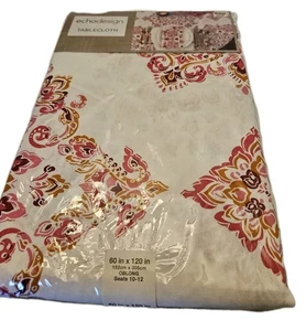 EchoDesign Parvani Tischdecke 60" x 120" Fuchsia Weiß Medaillons - Bild 1 von 3