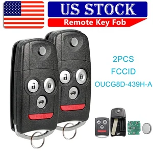 2 Flip Remote Car Key Fob For 2007 2008 Acura TL OUCG8D-439H-A / 35111-SEP-306 - Picture 1 of 9