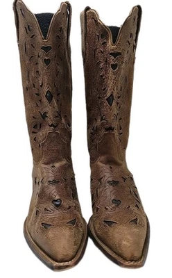 Botas ocidentais femininas Laredo 9M incrustadas Miranda cowgirl camurça marrom acastanhado - Imagem 1 de 4