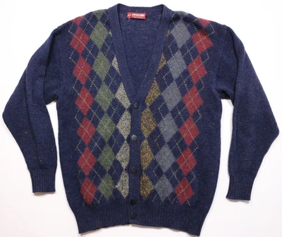 VTG Pitlochry Wool Cardigan XL Made in Scotland Argyle V-Neck Grandpa Sweater - Image 1 of 4