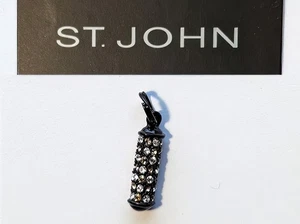 St John Knits kleiner zylinderförmiger klarer & goldfarbener Kristall Reißverschluss/Schieber Zug  - Bild 1 von 1