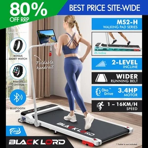 BLACK LORD Treadmill Electric Walking Pad Home Office Incline Foldable White - Picture 1 of 12