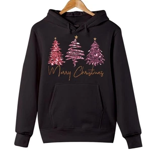 Glitzer Weihnachtsbaum Hoodie Glitzer Rosegold Print Weihnachtspullover Hoody H-5290 - Bild 1 von 12