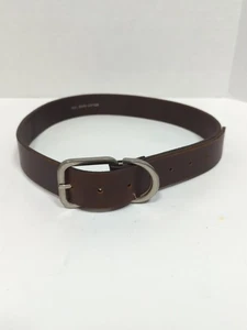 Leather Sz S 30-32 Full Grain Leather Brown Silver Tone Metal Buckle 1.5" Wide - Picture 1 of 7