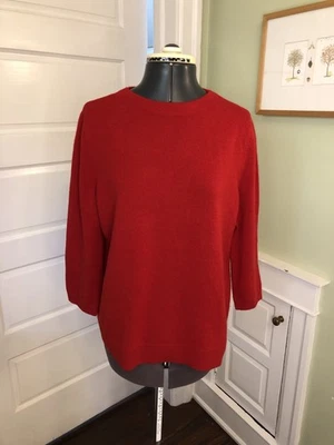 Suéter Pullover Talbots 100% Cachemira Rojo Cuello Redondo con Mangas 3/4 XLP Foto 1 de 4