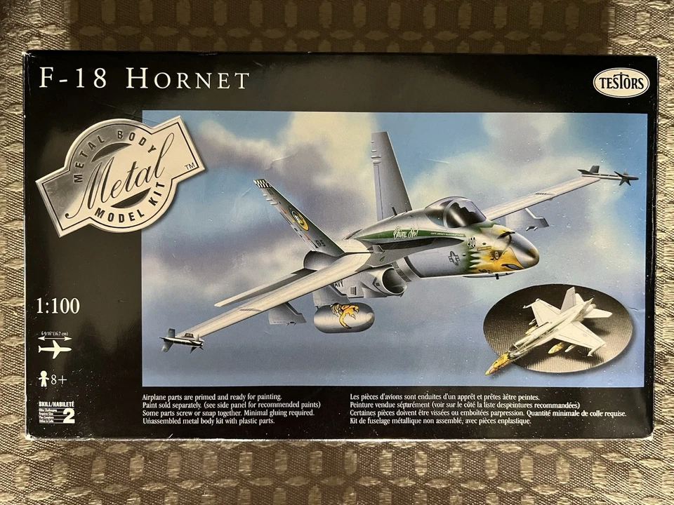 1/100 Testors F-18 Hornet Unassembled Metal and Plastic Model Kit #5570 - Image 1 of 4