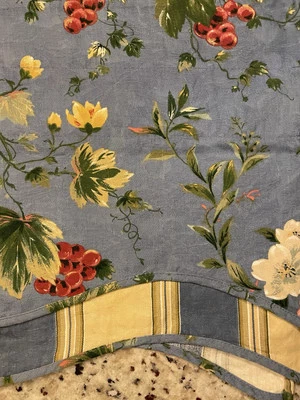 Waverly Double Layered Pocket Rod  Valance Blue Floral and Fruit with Stripes - Image 1 of 4