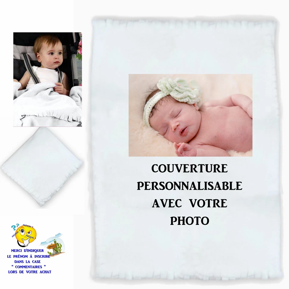 plaid bébé personnalisé naissance baptème prenom texte choix réf 00