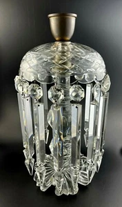 Victorian Anglo English Irish Cut Crystal Glass 15" Candle Luster w/ 13 Prisms - Picture 1 of 12