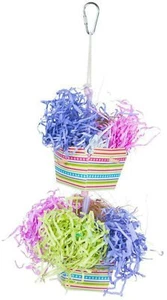 Prevue Basket Of Bounty Hanging Bird Toy Shed Material Wood Rope Cardboard plast - Picture 1 of 1