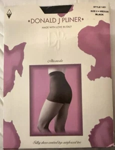 Donald J Pliner Sz Md Lycra Style #1401 Black Pantyhose Silky Sheer Control Top - Picture 1 of 3
