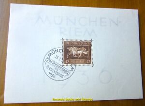 EBS Germany 1936 - Brown Ribbon Horse Race - Commem. Cancel - Michel Block 4 CTO