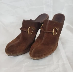 GUCCI women's Horsebit Mule Sandals in Brown size 9 B used - Picture 1 of 12