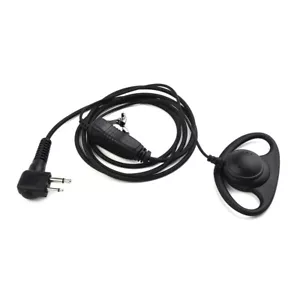 Black D-Type Earphone Earpiece For Radio Security 2 Pin Walkie Talkie - Picture 1 of 3