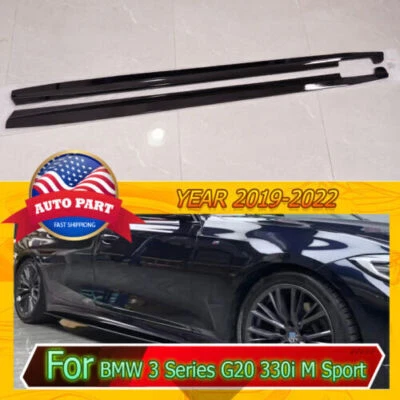 Panel de extensión de faldones laterales negro brillante estilo CMST para BMW G20 330i M340i 19-25 Foto 1 de 4
