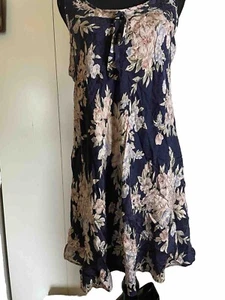Silx By August Silk Large B 40” L 33” 100% Silk Babydoll Dress Floral Sleeveless - Picture 1 of 6