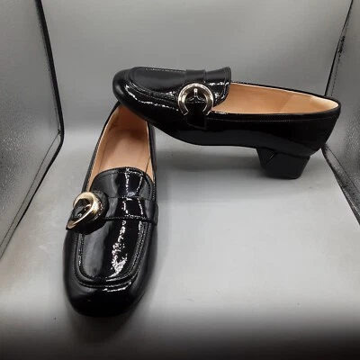 Mocasines Clarks Daiss 30 ribete para mujer 10M charol negro A72 Foto 1 de 4