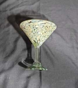 Art Glass Oversized Martini Opalescent Pebble Glass, Candy Dish 6-1/4"H, 5-1/2"W - Picture 1 of 5