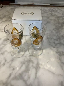 2 Vintage Olenka Shot Cordial Amber Cut Glass Crystal. Tarnow. Jan Lewan Polka - Picture 1 of 14