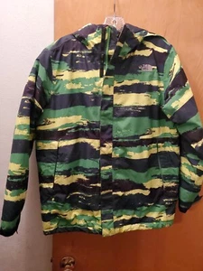 The North Face Boys Hyvent Jacket XL 18/20 Black/Green/Yellow Hooded Coat Zip - Picture 1 of 7