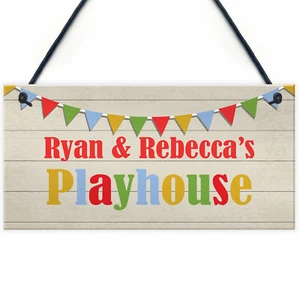 Playhouse Sign PERSONALISED Garden Den Playroom Door Bunting Daughter Gift - Picture 1 of 9