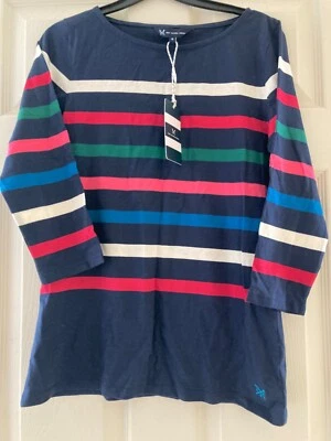 Crew Clothing - women’s stripe t-shirt with 3/4 length sleeves - Image 1 of 3