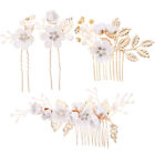 4Pcs Wedding Pearl Hairpins Hair Combs for Bridal Accessories (White)-OW