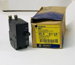 MINI INTERRUPTOR CUADRADO D QOB240 QO 40 AMP 2 POLOS 120/240V 10 kA atornillado 5 quilates. ¡CAJA! ¡NUEVO! - Imagen 1 de 12