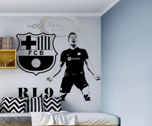 Robert Lewandowski RL9 2024 Barcelona Fußball Spieler Wanddekor Vinyl Aufkleber - Bild 1 von 4