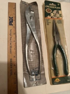 NEW / OLD STOCK 10" SLIP JOINT PLIERS & 8" LONG NOSE PLIERS - LOT OF 2 - Picture 1 of 8